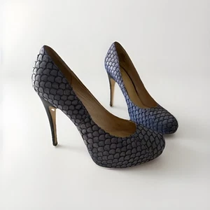 ZOE WITTNER Amber Blue High Heel SIZE 38/7.5 AU Mermaid Pump Fishscale Y2K 2000s - Picture 1 of 10