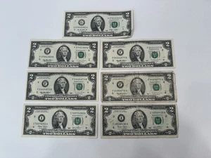 $2 two Dollar Bill Lot Of (7) United States of America USA Money Currency 1995 - Picture 1 of 2