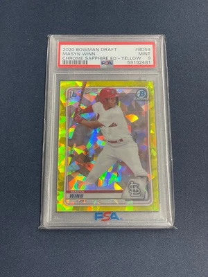 2020 Bowman Chrome Masyn Winn Yellow Sapphire /99 PSA 9 - Image 1 of 2