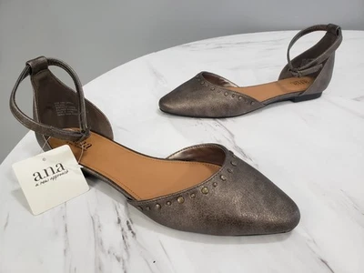 NWT SIZE 8.5 -  A.N.A  Darell Pointed Toe Ballet Strappy Flats Sandals BRONZE - Image 1 of 4