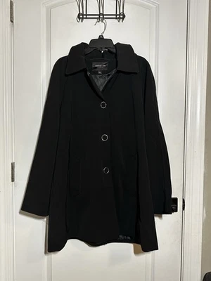 NWT LONDON FOG Women’s Coat Black L Black Trench Hooded Polyester - Image 1 of 4