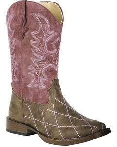 Roper Little Girls' Cross Cut Western Boot - Square Toe - 09-119-1900-0081 BR - Picture 1 of 1