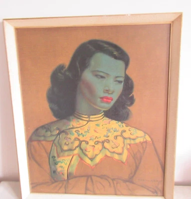 LA CHICA CHINA ~ POR TRETCHIKOFF ~ ESTAMPADO VINTAGE AÑOS 50 Foto 1 de 4