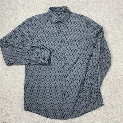 Alfani Button-Up Shirt Men's Size M Black Long Sleeve Paisley Collared Cotton - Image 1 of 4