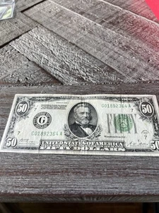 1928 A $50 Dollar Bill G Chicago Gold Clause, circulated. - Picture 1 of 10