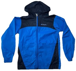 Columbia Full Zip Lightweight Hooded Windbreaker Boys Youth Size M 10/12 Blue - Picture 1 of 12