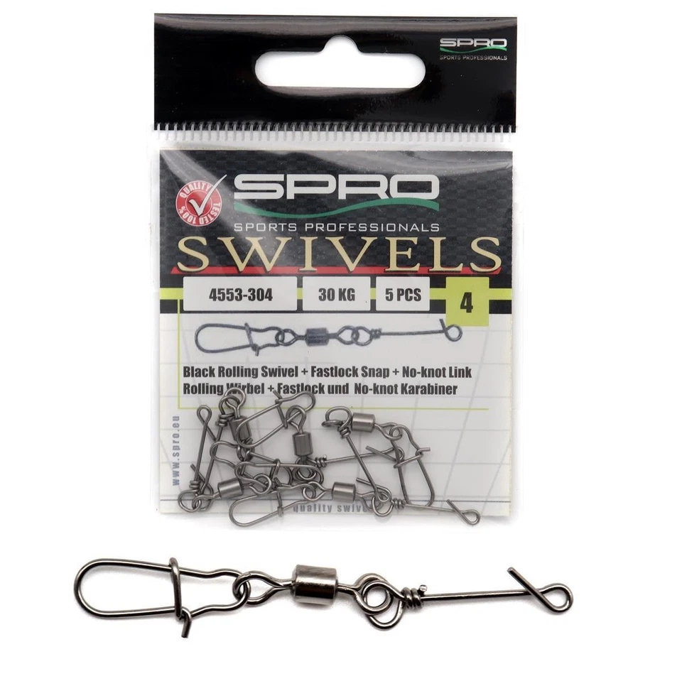 SPRO Rolling Swivel Fastlock Snap No Knot Link 30kg Gr. 4