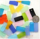 Curved Rectangle Pendant Beads, YOU PICK COLOR, Matte Sea Glass Finish, 2 Pieces