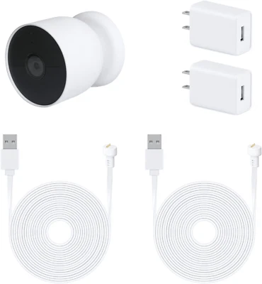 WOCHEL 2Pack Power Adapter for Google Nest Cam Battery, with 16.4Ft/5m Weatherproof Cam