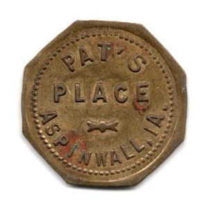 PAT’S PLACE • GOOD FOR 5¢ IN TRADE • ASPINWALL, IOWA, IA. • TC-17518 - Picture 1 of 2