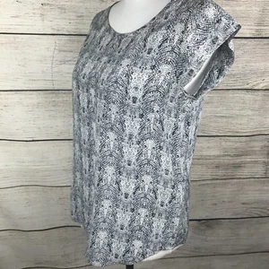 Joie Rancher Seiden Kurzarm Bluse weiß grau schwarz Schlangenleder Print Gr. XS - Bild 1 von 7
