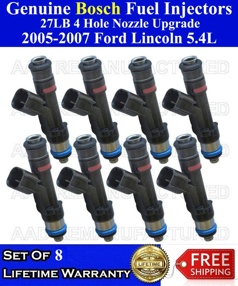 ✅8 X OEM Bosch 27 фунтов модернизация 4 отверстия топливные форсунки для 2005-2007 Ford Lincoln 5,4 л - Изображение 1 из 1
