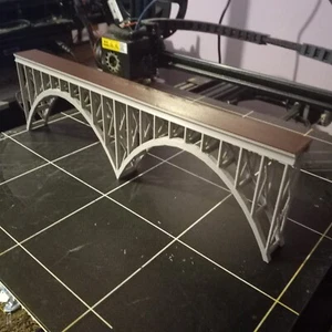 18 Inch N Scale Railroad or Vehicle Truss Double Arch Bridge 3D Printed 1 Lane - Picture 1 of 14