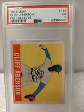 1948 Leaf Baseball #136 Cliff Aberson "Full Sleeves" PSA 5 EX "Chicago Cubs"  ⚾