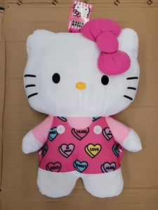 Sanrio Hello Kitty 18 Inches Plush Backpack With Heart Shaped Prints New - Picture 1 of 2