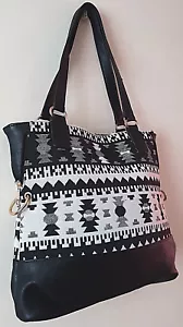 Borsa donna donna nera in ecopelle giorno tessuto borsetta borsetta - Foto 1 di 3