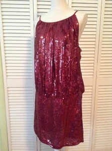 NEW Issue New York 100% Silk Sequin Dress in Wine (Size M) - MSRP $325.00! - Picture 1 of 12