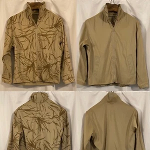 Mycra Pac Now Womens Reversible Tan Palm Print Rain Jacket Zip Up Travel 1 S/M - Picture 1 of 6