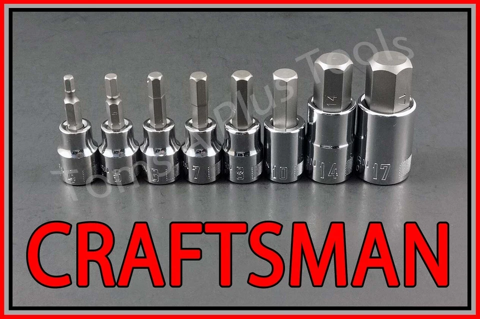 CRAFTSMAN HAND TOOLS 8pc 3/8 1/2 METRIC MM Hex Allen key bit ratchet socket set  - Image 1 of 3