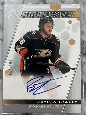 2022-23 UD SP Authentic Brayden Tracey Future Watch Auto RC 938/999 Ducks - Image 1 of 2
