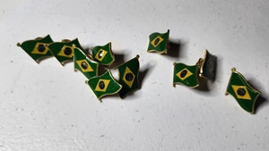 Lot of 10 Brazil Country Flag Lapel Hat Pins - Picture 1 of 4