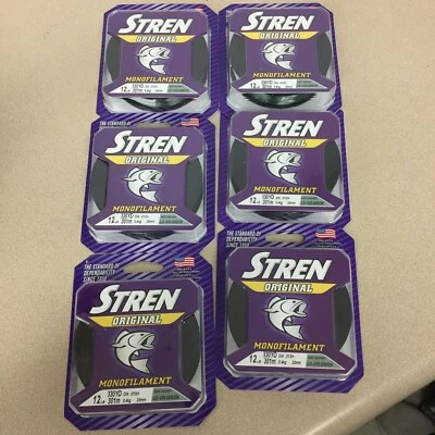 6 PK Stren 原装单丝钓鱼线 12 磅 & 330 码 Lo Vis 绿色 AR358 — 第 1/4 张图片