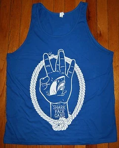 NUOVA canotta uomo Shark Face Gang MACKLEMORE & RYAN LEWIS taglia L blu - Foto 1 di 5
