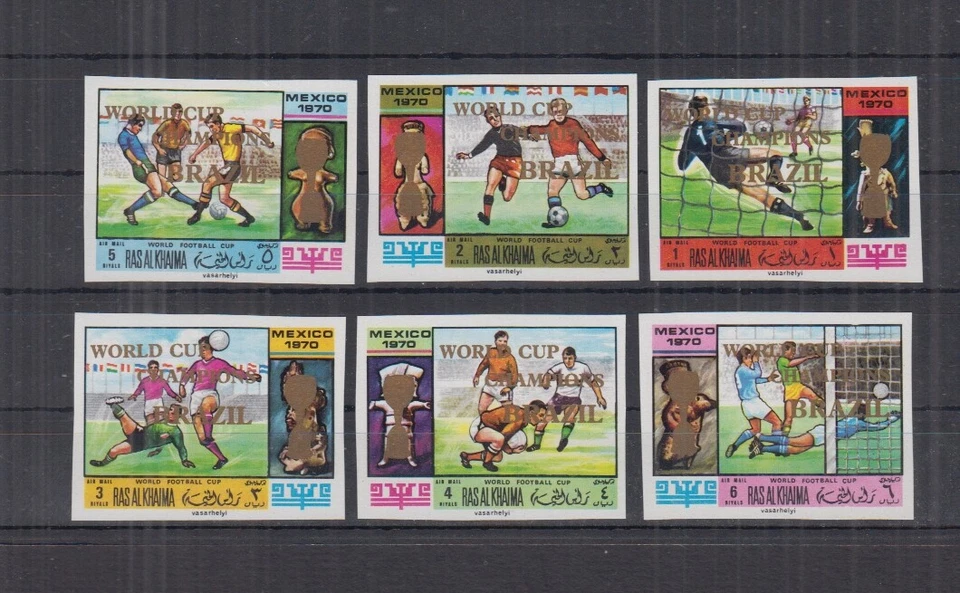 S633. Ras Al Khaima - MNH - Sport - Soccer - Football - Gold overprint - Imperf. - Image 1 of 1