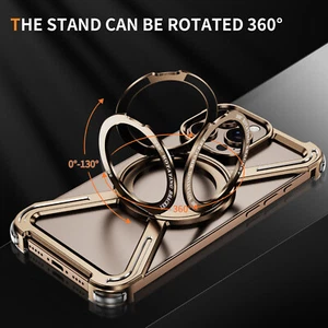  Titanium Alloy Metal Frame Phone Case Ring Stand For iPhone 16 ProMax 16e 15 14 - Picture 1 of 45