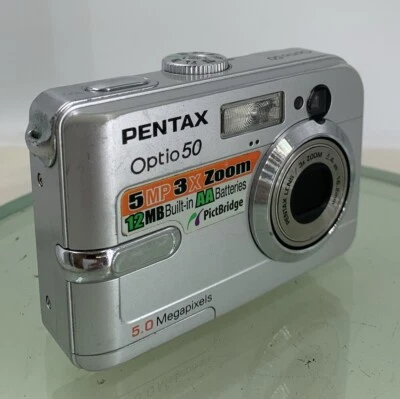 Pentax Optio 50L 5.0MP Digital Camera - Silver NO CHARGER NO CARD TESTED - 31 - Image 1 of 4