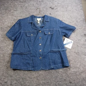 Jaclyn Smith geknöpft Damengröße 16 W blau Denim Baumwolle neu mit Etikett Vintage - Bild 1 von 13