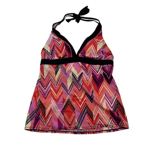 Nike Womens Swimsuit Tankini Top Padded Halter Straps Swim Suit Tank Size 10 EUC - Picture 1 of 9