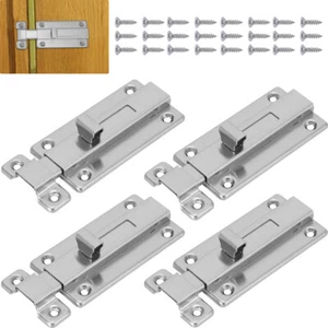 4Pcs Stainless Steel Latch Sliding Silver Doors Lock Keyless Door Bolt For Doors - Picture 1 of 13