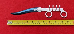 Steel Indian tiger claw bagh nakh with curved knife blade & Silver koftgari work - Picture 1 of 14