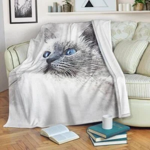 Cat Blanket Throw Fleece Cozy Couch Plush Adult Kid Sofa Bedding Gift - Picture 1 of 6