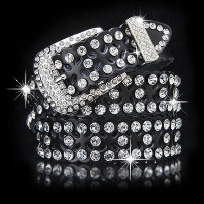 Damen Komplett Kristall Strass Bling Gürtel Nieten Hohl Glitzer Bund Geschenk - Bild 1 von 4