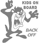 12x9 CM Approx Kids On Board Taz Back Off Bumper Decal Vinyl Car Sticker Silver