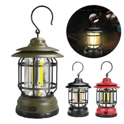 Retro Camping Lantern LED Work Light USB Rechargeable Outdoor Hiking Tent Lamp - image 1 of 4