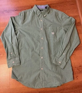 Camisa Abotonada Chaps Ralph Lauren Oxford Cuadros Manga Larga Verde Para Hombre Pequeña - Imagen 1 de 6