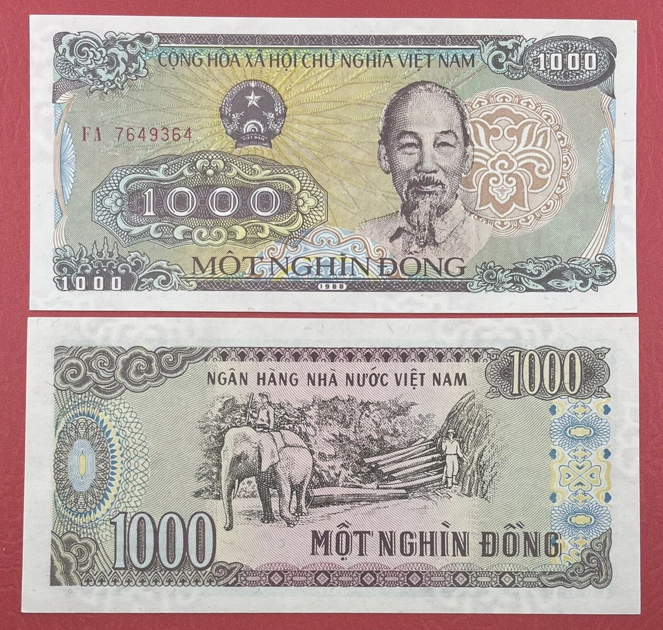 Vietnam 1000 Dong 1988-89 "Pequeños dígitos serie" Pick# 106a UNC. #PL1686 Foto 1 de 1