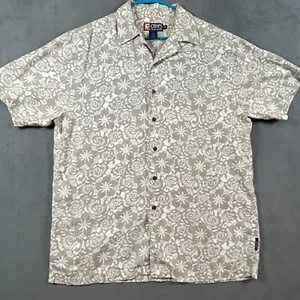 Chaps Ralph Lauren Shirt Mens Medium Coastal Floral Hawaiian Flax Linen Shirt - Picture 1 of 10