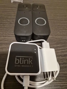 Blink Video Doorbell Set of 2 and Sync Module 2- Used Very Good - Picture 1 of 2