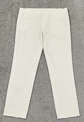 Pantalones Nili Lotan para mujer talla 4 30 x 26 blancos cónicos dobladillo crudo tiro medio minimalista Foto 1 de 4