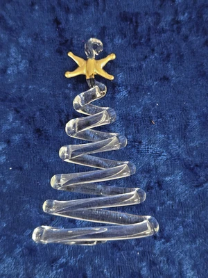 Vidrio artístico hilado vintage, 2,75 pulgadas, árbol de Navidad con estrella dorada, hecho a mano Foto 1 de 4
