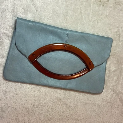 Bolso sin asas de cuero azul Robert Gimbel de colección mango color tortuga Hong Kong Foto 1 de 4