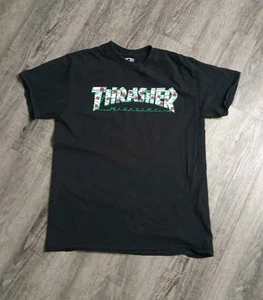 Thrasher Magazine Shirt Mens Medium Black Roses Barbed Wire Rock Classic Band - Picture 1 of 6