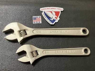 NOS Sears Craftsman 2pc Adjustable Wrench 8”/10” Extra Wide Jaw USA 44603 44604 - Image 1 of 4