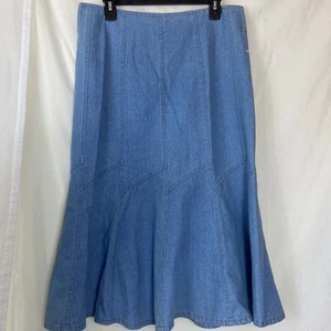 Denim Skirt Midi Washed Flared Hem AC Clothing M - Picture 1 of 9
