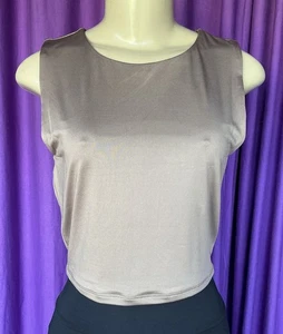 THE WORKSHOP Cocoa Brown Basic Sleeveless Cropped Stretch Top Size L NWT - Picture 1 of 9