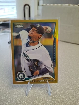 2014 Topps cromo #61 Felix Hernández refractor de oro 30/50 Seattle Mariners Foto 1 de 2